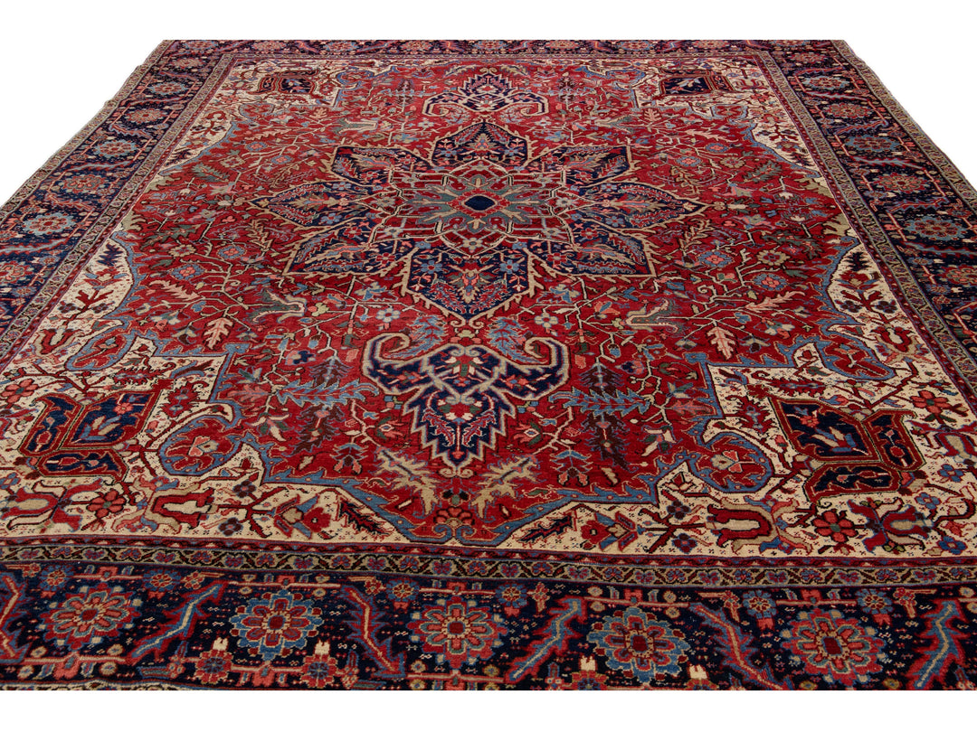 Antique Heriz Wool Rug 11 X 14