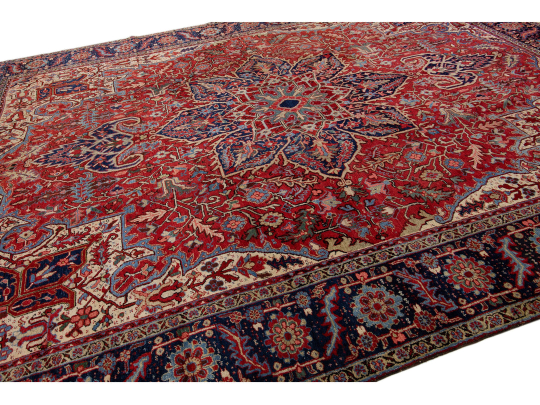 Antique Heriz Wool Rug 11 X 14
