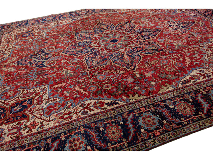 Antique Heriz Wool Rug 11 X 14