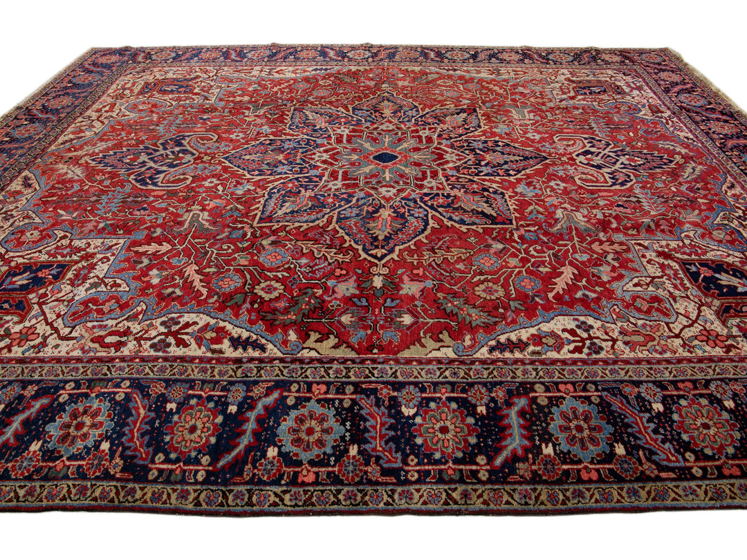 Antique Heriz Wool Rug 11 X 14