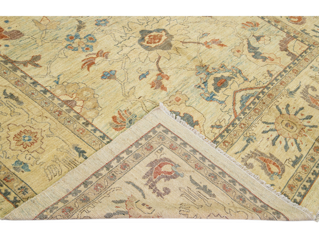 Tan Modern Sultanabad Handmade Floral Motif Wool Rug