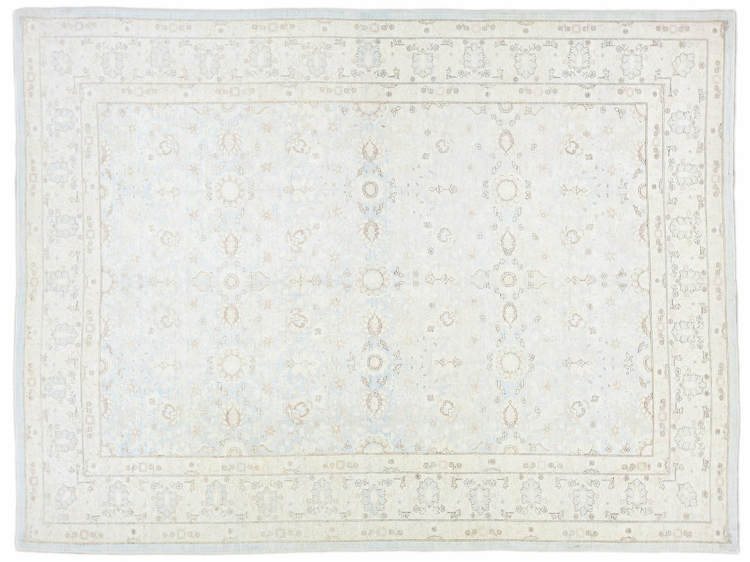 Light Blue Modern Persian Tabriz Style Handmade Floral Wool Rug