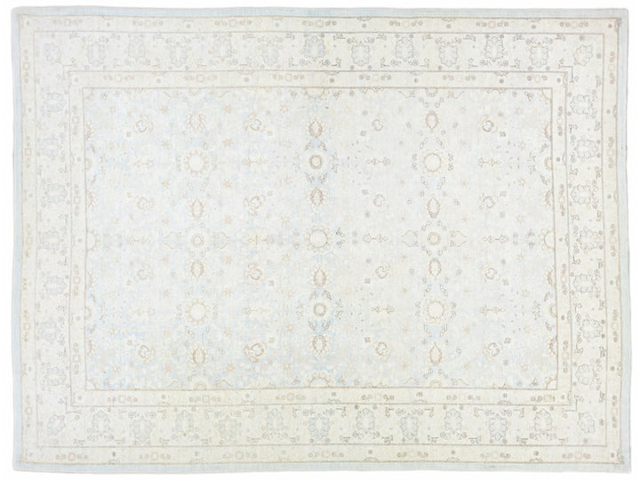 Light Blue Modern Persian Tabriz Style Handmade Floral Wool Rug