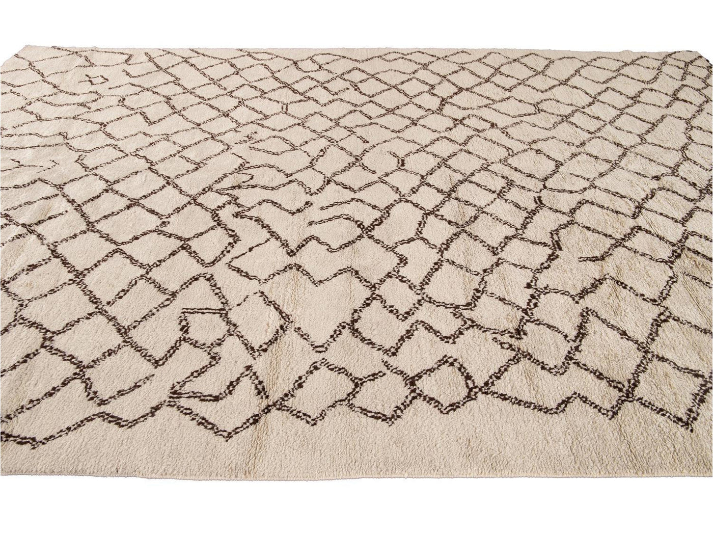 Modern Moroccan Beige Wool Rug 9 X 14