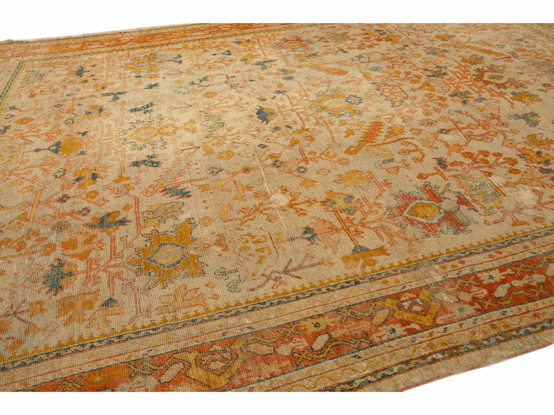 Antique Oushak Wool Rug 10 X 12