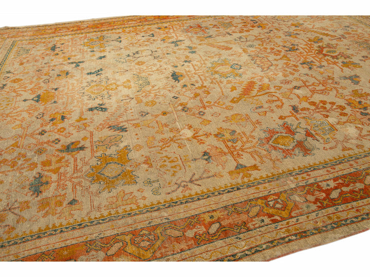 Antique Oushak Wool Rug 10 X 12