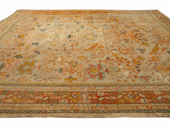 Antique Oushak Wool Rug 10 X 12