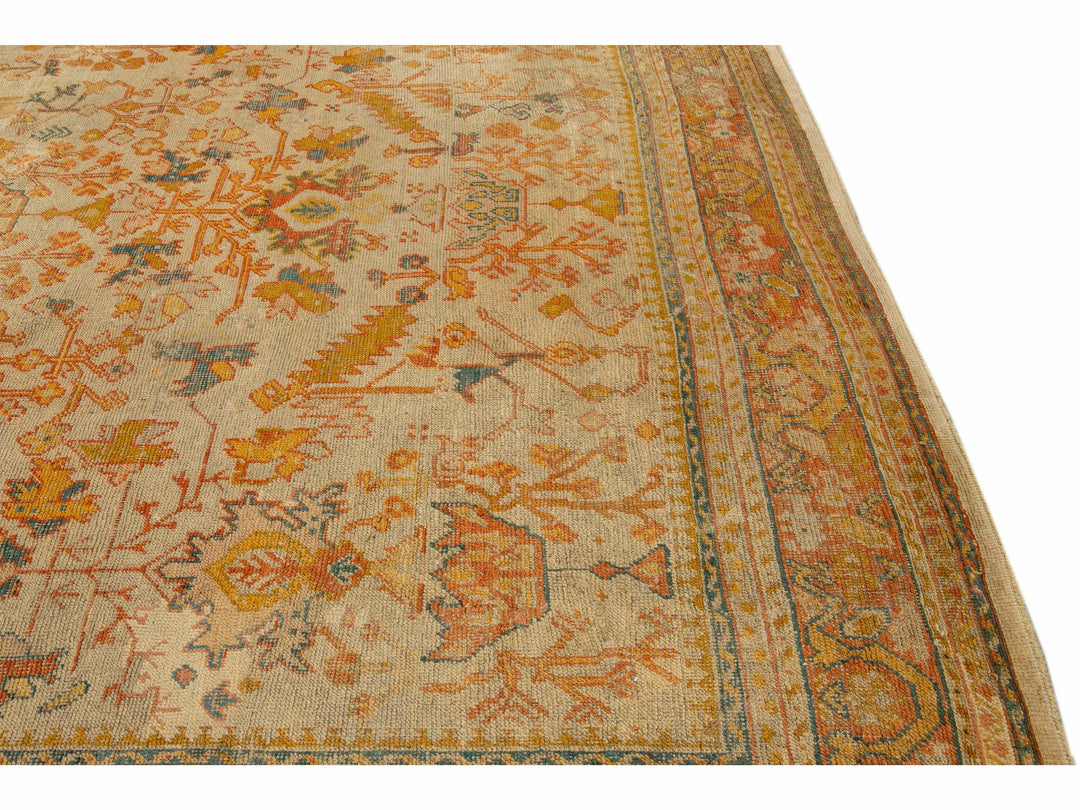 Antique Oushak Wool Rug 10 X 12