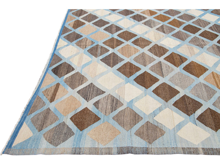 Modern Kilim Wool Rug 12 X 18