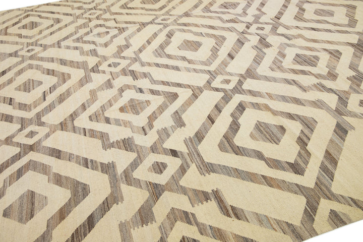 Modern Kilim Wool Rug 12 X 15