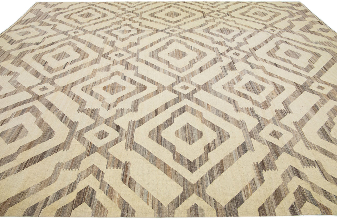 Modern Kilim Wool Rug 12 X 15