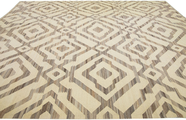 Modern Kilim Wool Rug 12 X 15