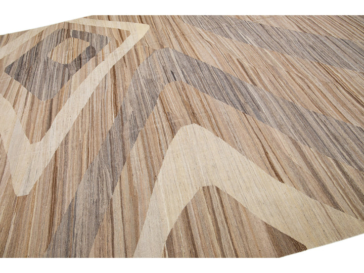 Modern Flat-Weave Wool Rug 10 X 13