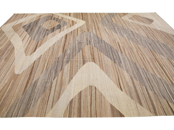 Modern Flat-Weave Wool Rug 10 X 13