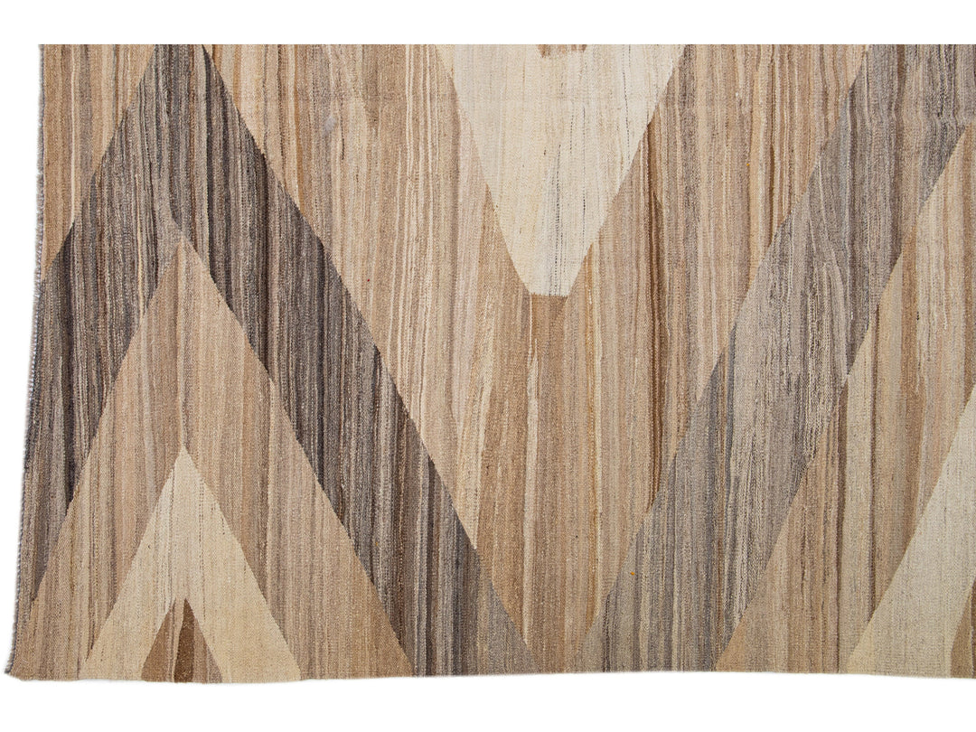 Modern Flat-Weave Wool Rug 10 X 13
