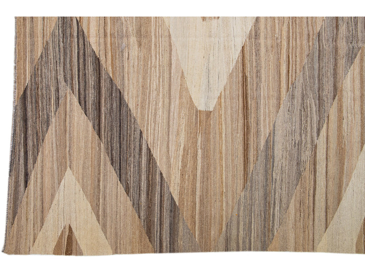 Modern Flat-Weave Wool Rug 10 X 13