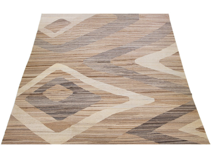 Modern Flat-Weave Wool Rug 10 X 13