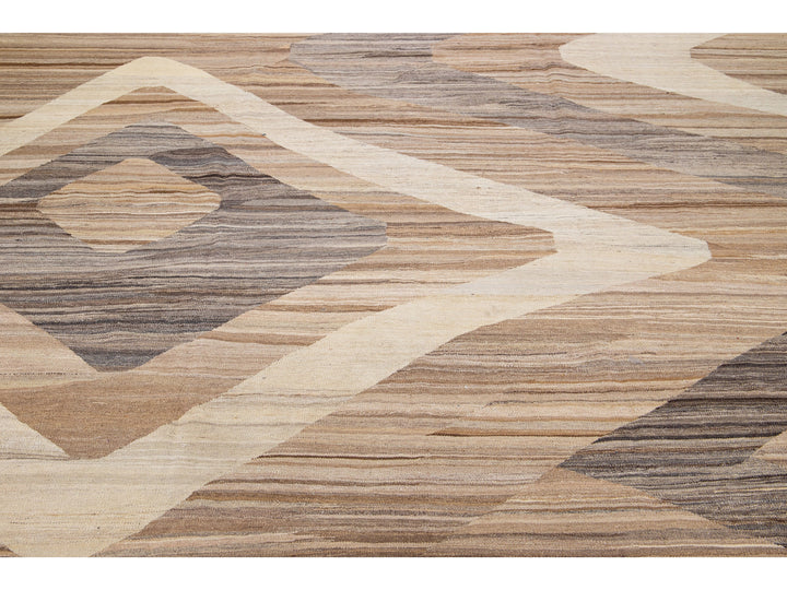 Modern Flat-Weave Wool Rug 10 X 13