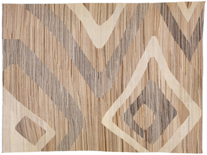 Modern Flat-Weave Wool Rug 10 X 13
