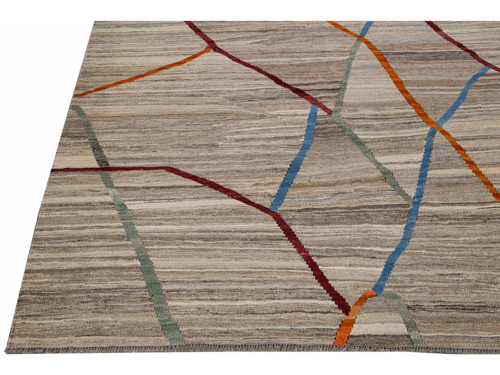 Modern Kilim Square Wool Rug 9 X 10