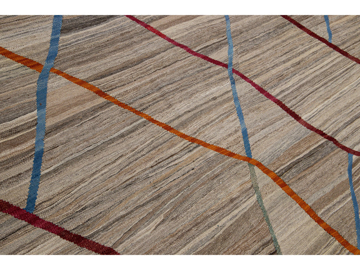 Modern Kilim Square Wool Rug 9 X 10