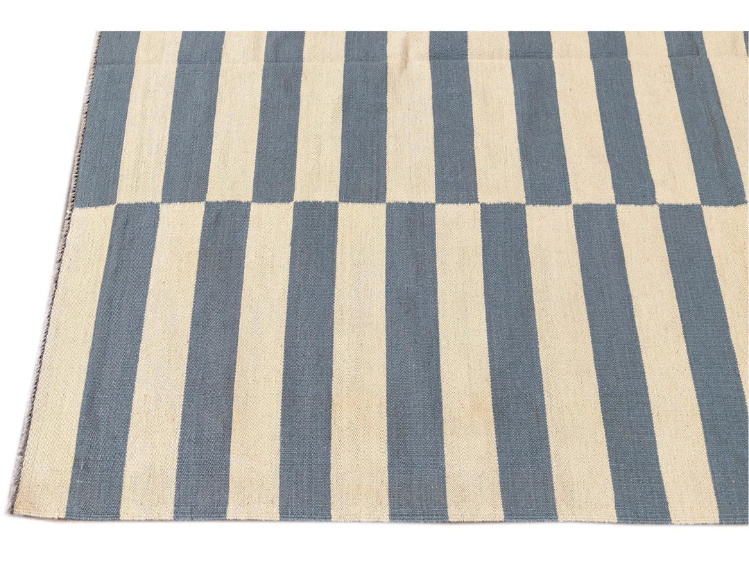 Modern Striped Flatweave Kilim Rug 9 X 12