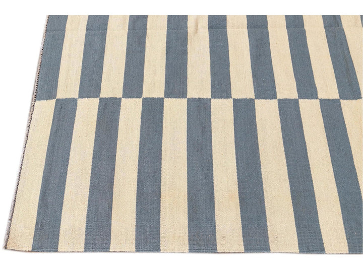 Modern Striped Flatweave Kilim Rug 9 X 12
