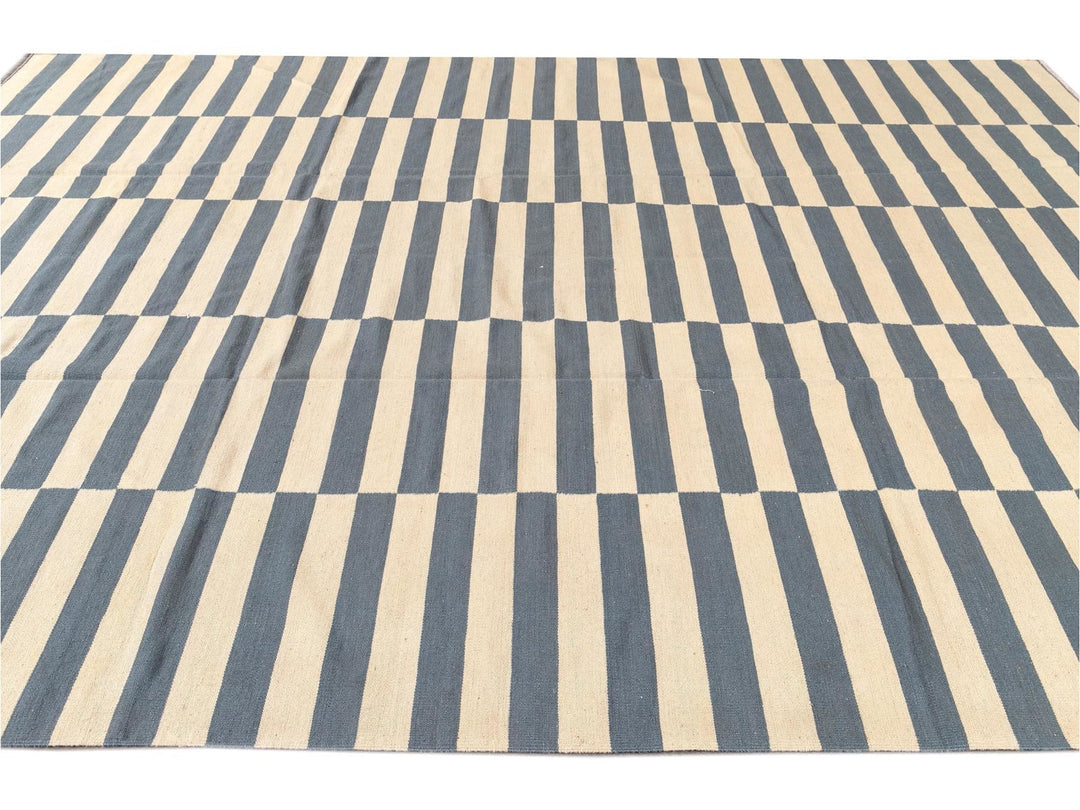 Modern Striped Flatweave Kilim Rug 9 X 12