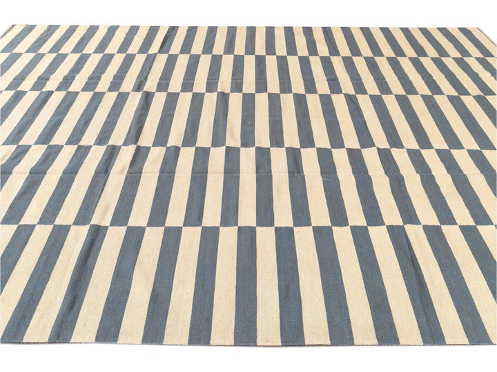 Modern Striped Flatweave Kilim Rug 9 X 12