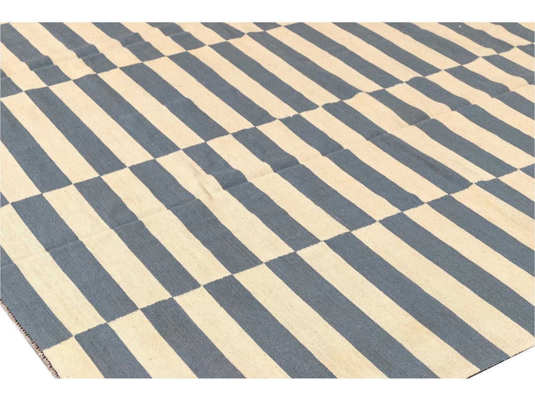 Modern Striped Flatweave Kilim Rug 9 X 12