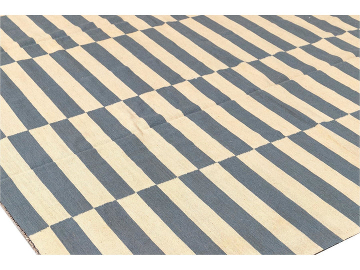 Modern Striped Flatweave Kilim Rug 9 X 12