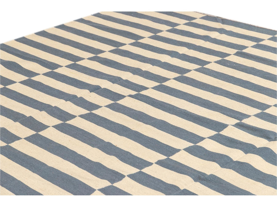 Modern Striped Flatweave Kilim Rug 9 X 12
