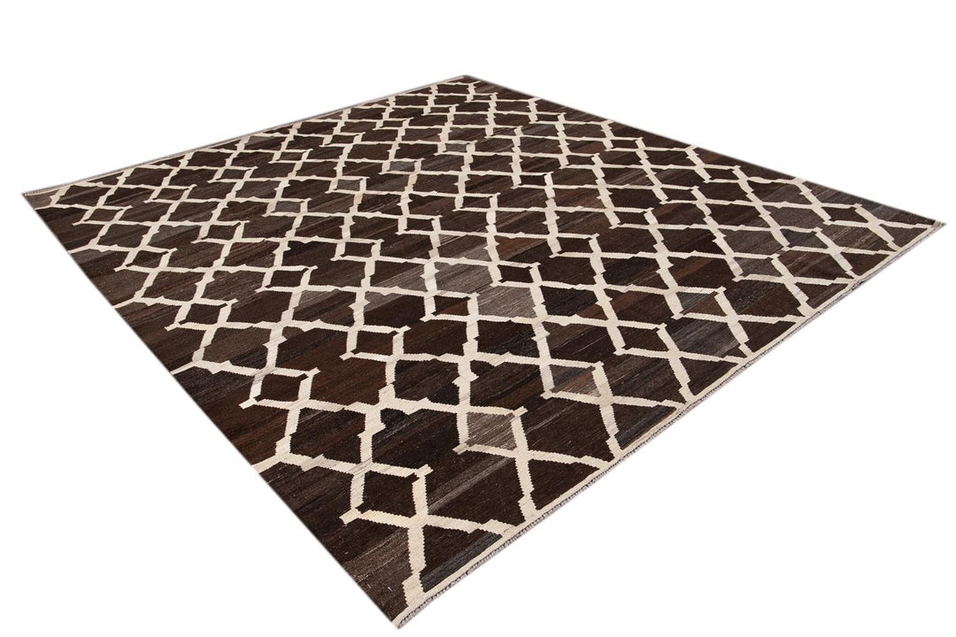 Contemporary Flatweave Kilim Wool Rug 9 X 10