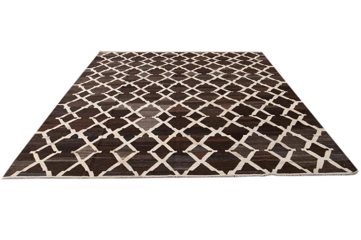 Contemporary Flatweave Kilim Wool Rug 9 X 10