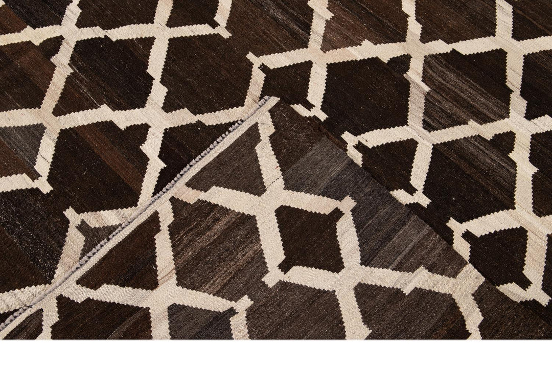 Contemporary Flatweave Kilim Wool Rug 9 X 10