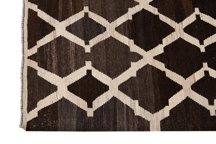 Contemporary Flatweave Kilim Wool Rug 9 X 10