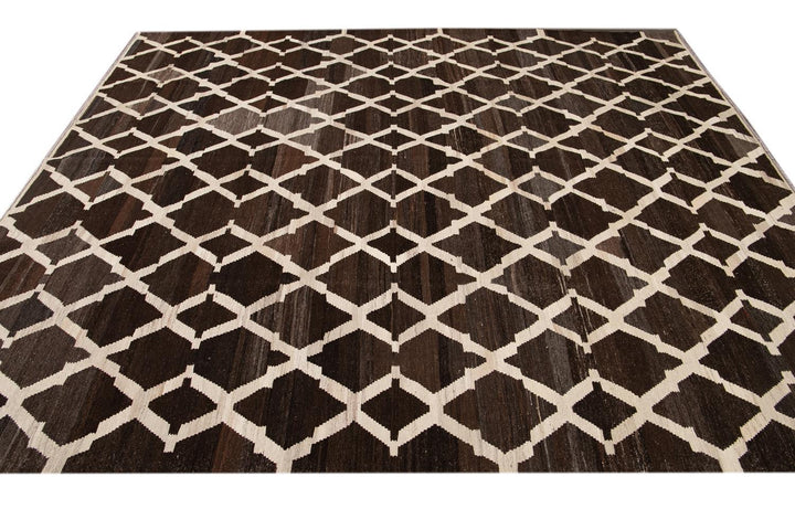 Contemporary Flatweave Kilim Wool Rug 9 X 10