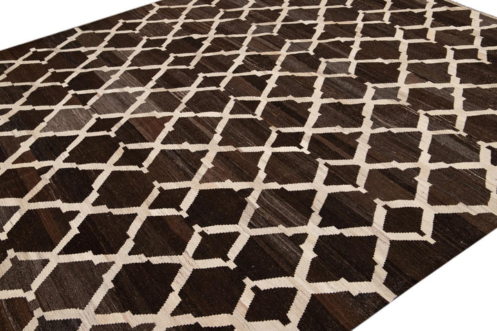 Contemporary Flatweave Kilim Wool Rug 9 X 10