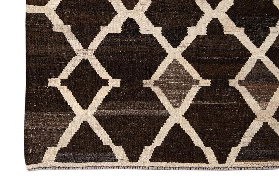 Contemporary Flatweave Kilim Wool Rug 9 X 10