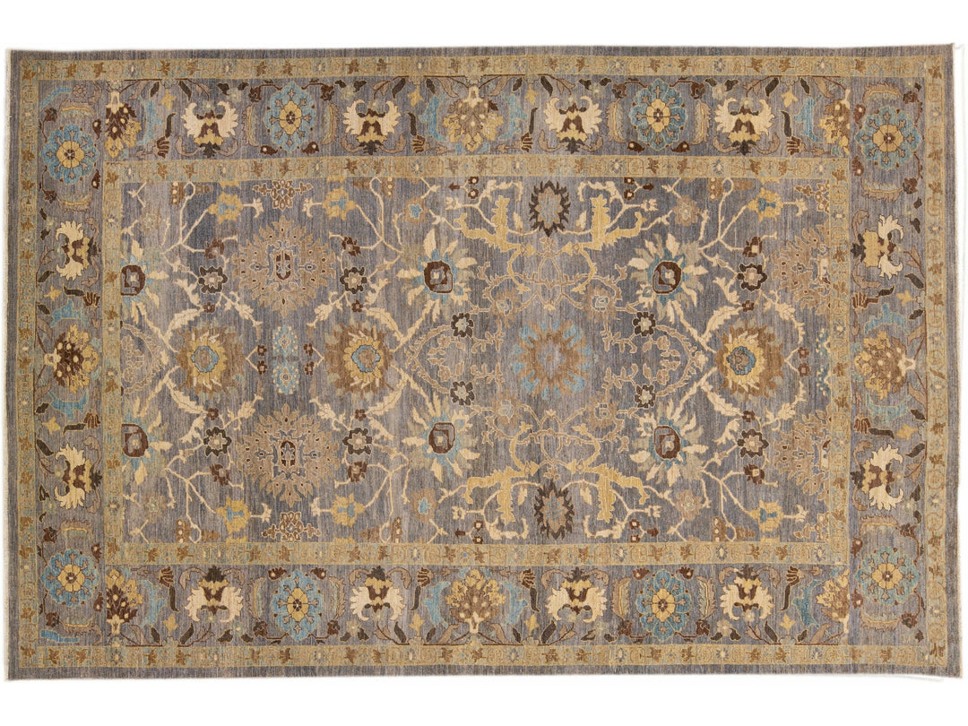 Gray Modern Sultanabad Handmade Floral Motif Oversize Wool Rug