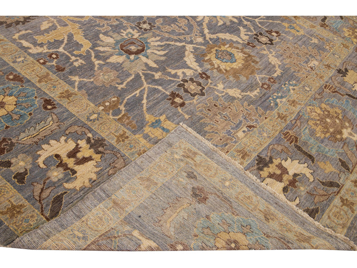 Gray Modern Sultanabad Handmade Floral Motif Oversize Wool Rug