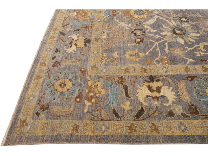 Gray Modern Sultanabad Handmade Floral Motif Oversize Wool Rug