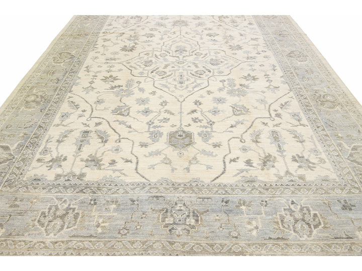 Modern Oushak Wool Rug 10 X 14