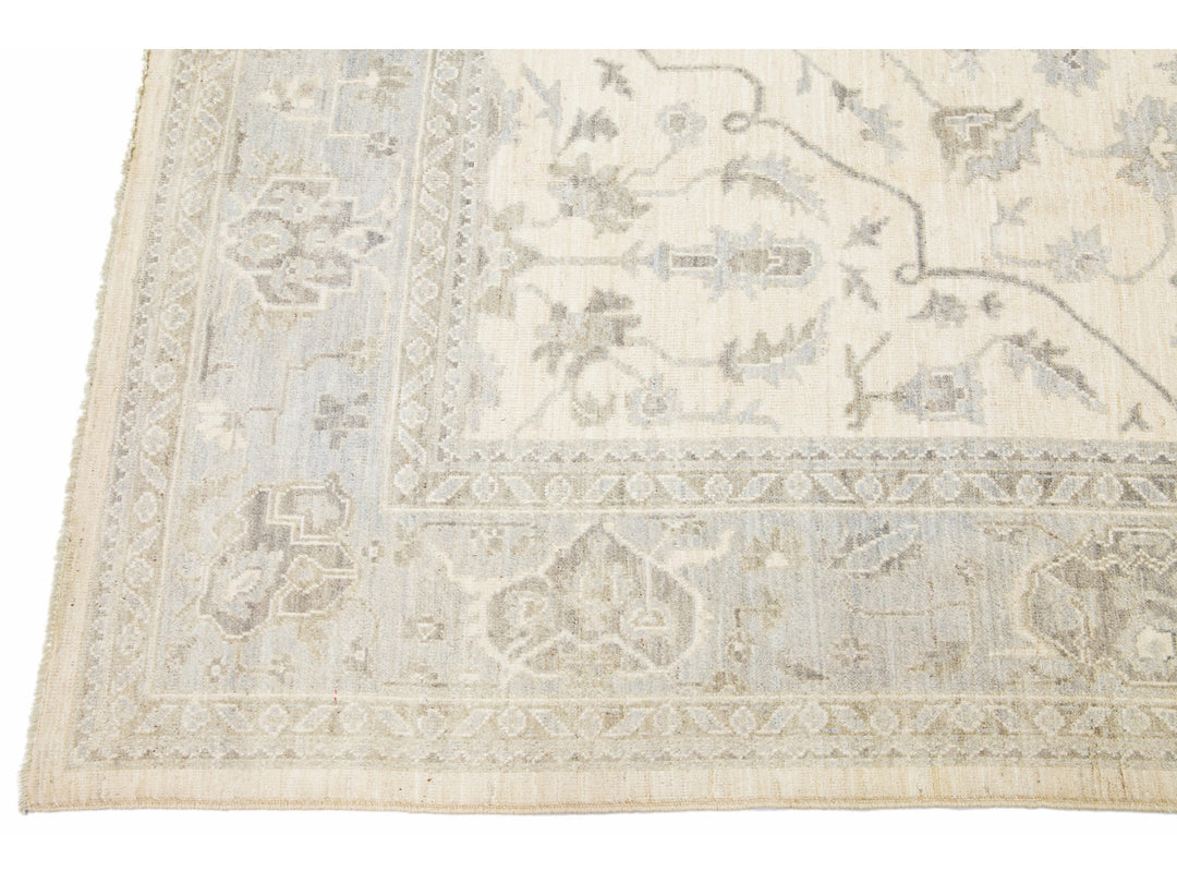 Modern Oushak Wool Rug 10 X 14
