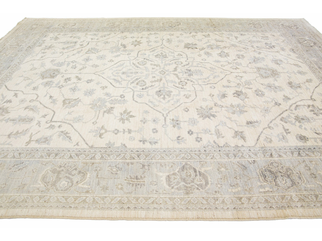 Modern Oushak Wool Rug 10 X 14