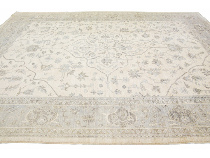 Modern Oushak Wool Rug 10 X 14
