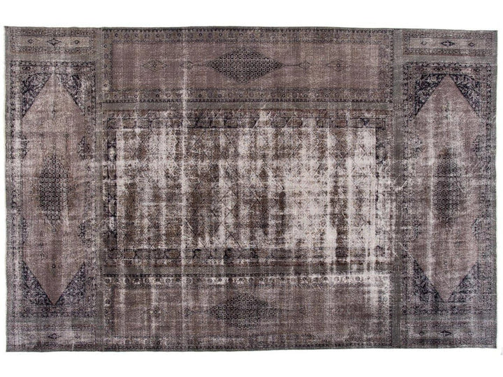 Vintage Gray Overdyed Wool Rug 11 x 17
