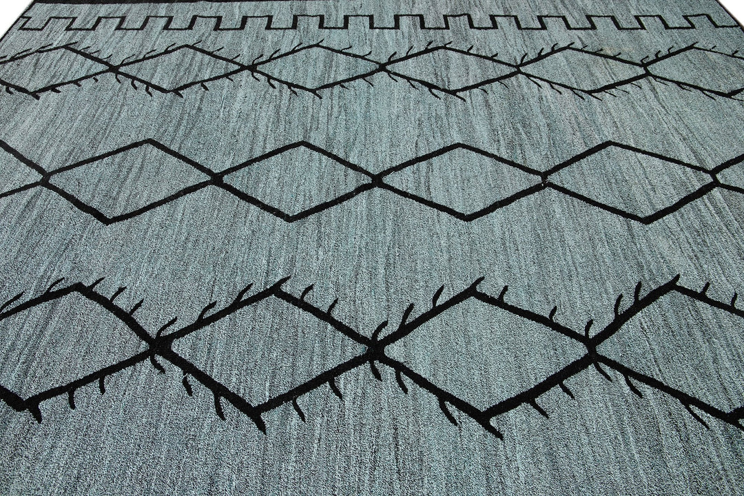 Modern Flatweave Wool Kilim Rug 10 X 12