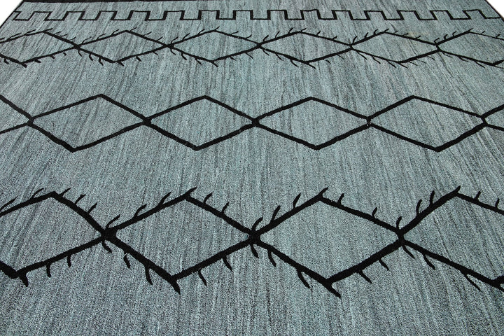 Modern Flatweave Wool Kilim Rug 10 X 12