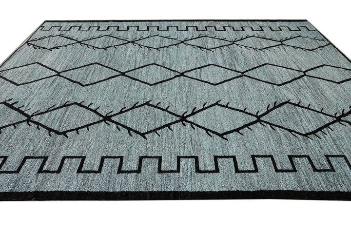 Modern Flatweave Wool Kilim Rug 10 X 12